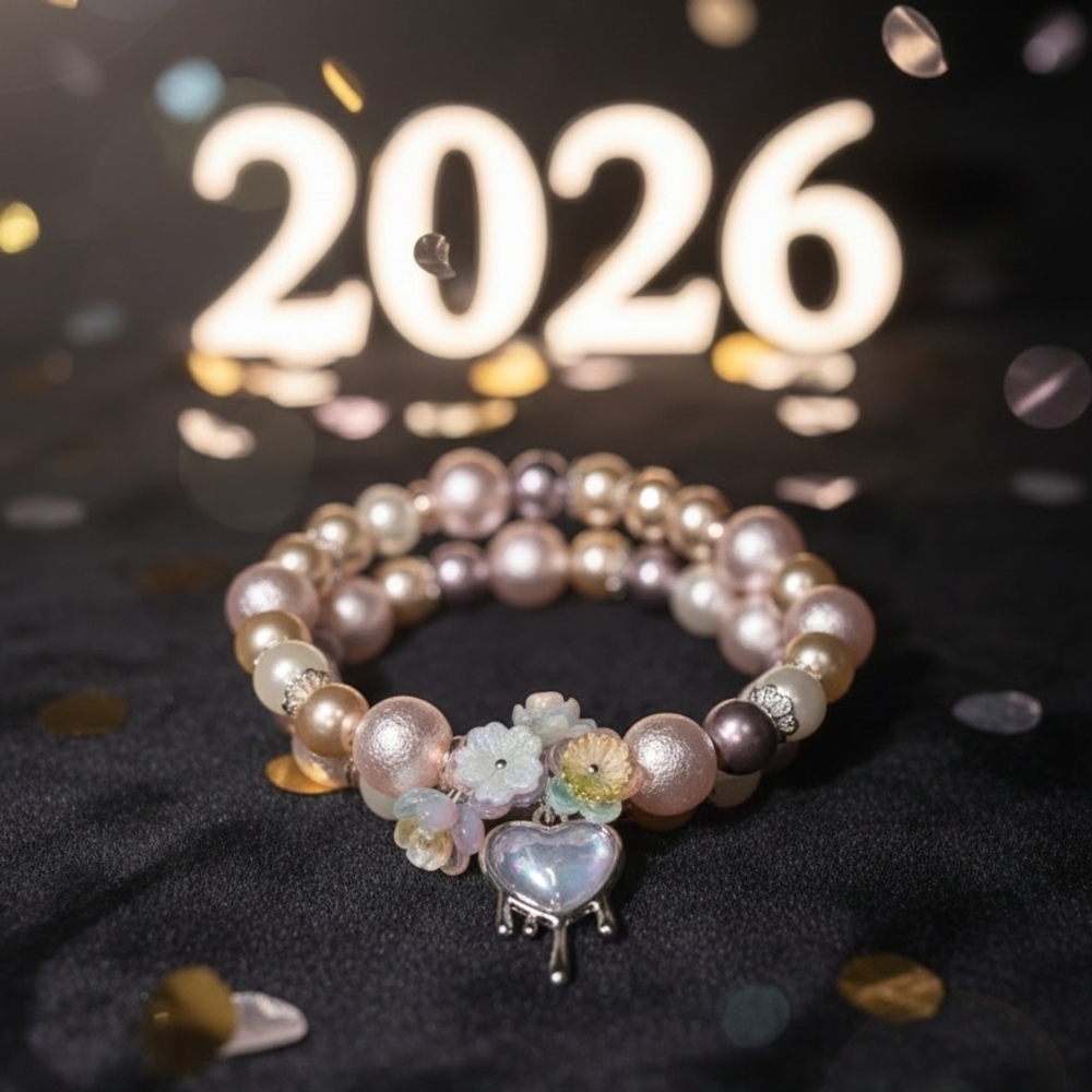 Elegant Pearl Bracelet with Heart Charm